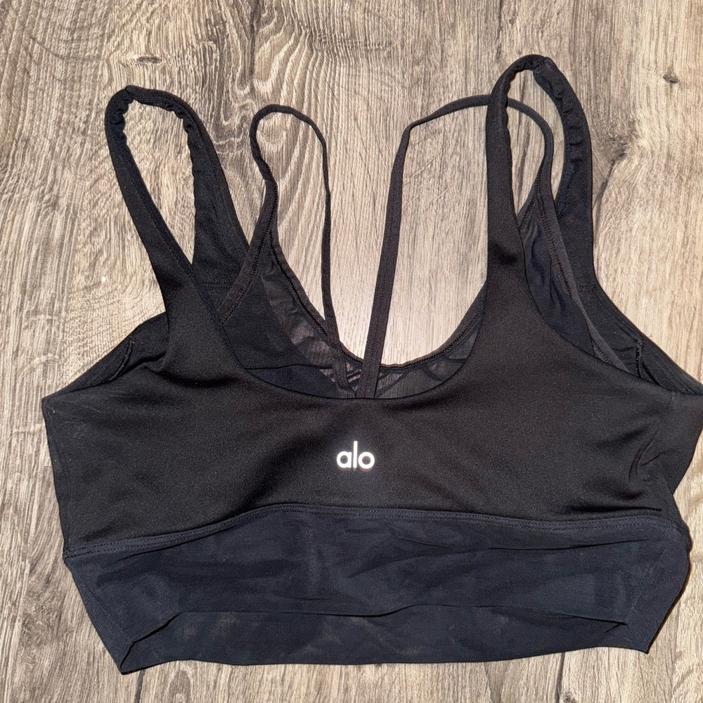 ALO Mesh Black Sports Bra